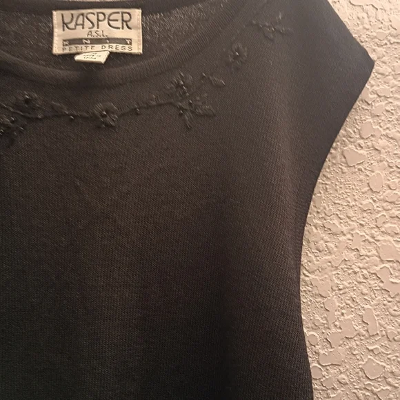 Kasper Medium Petite Classic Black Sweater Dress - Picture 3 of 6